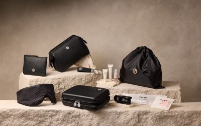 Collaboration between EVA Air and Giorgio Armani, offering a brand new amenity kit.